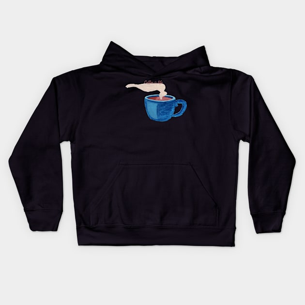 Cup of  Coffee watercolours Kids Hoodie by Evgenija.S